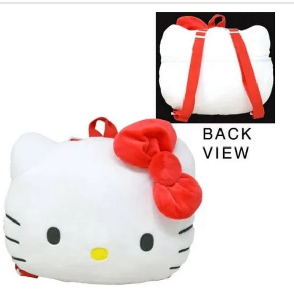 Hello Kitty Red Bow / Head Shaped Plush Backpack - Size Large 10x13" - Picture 6 of 6